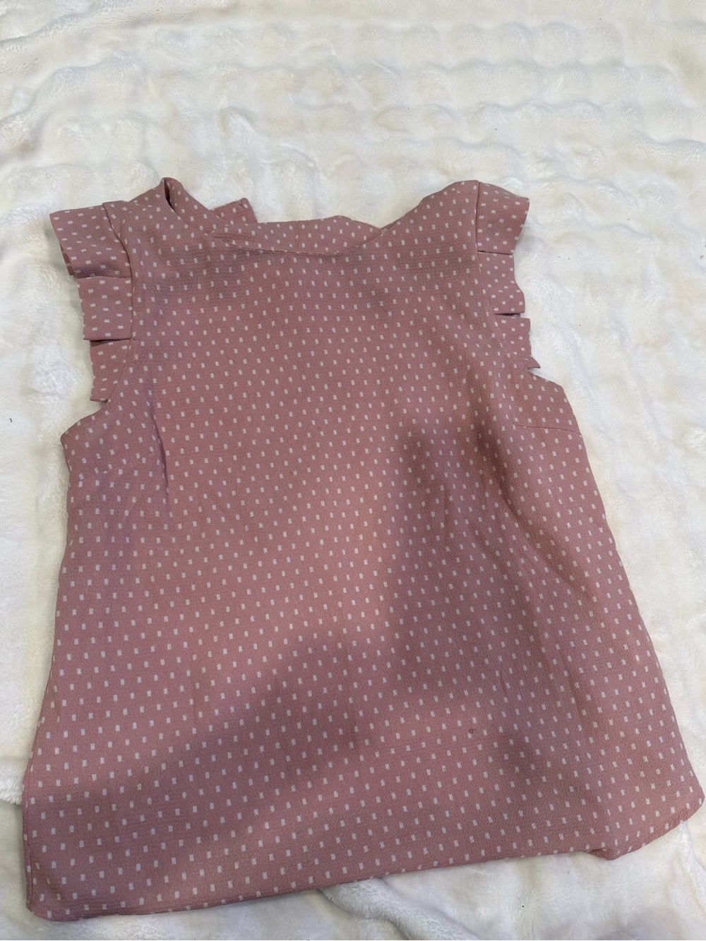 Monteau Dusty Rose Polka Dot Mock Neck Sleeveless Top